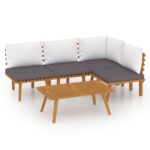 5-Piece Garden Lounge Set with Cushions Wood Timber Outdoor Patio Furniture Acacia