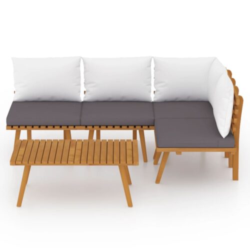 5-Piece Garden Lounge Set with Cushions Wood Timber Outdoor Patio Furniture Acacia - Image 3