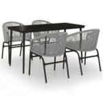 5-Piece Garden Dining Set Grey