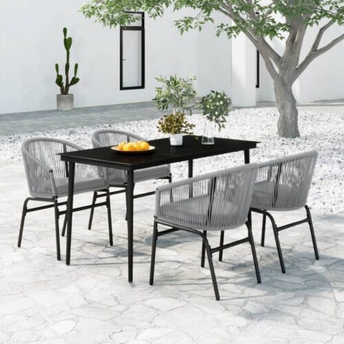 5-Piece Garden Dining Set Grey - Image 9