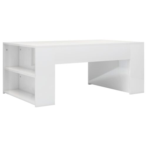 Coffee Table High Gloss White 100x60x42cm Engineered Wood - Image 2