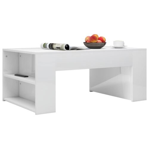 Coffee Table High Gloss White 100x60x42cm Engineered Wood - Image 3