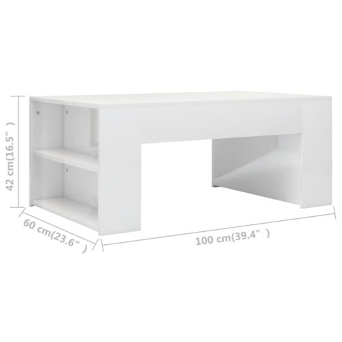 Coffee Table High Gloss White 100x60x42cm Engineered Wood - Image 6