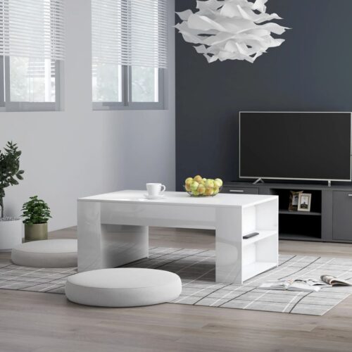 Coffee Table High Gloss White 100x60x42cm Engineered Wood - Image 7