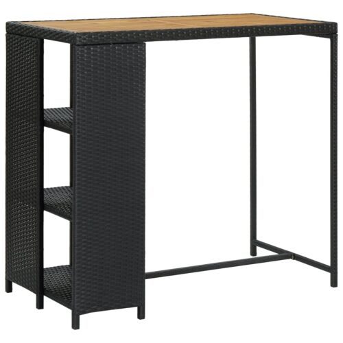 Bar Table with Storage Rack Black 120x60x110cm Poly Rattan