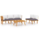 5-Piece Garden Lounge Set with Cushions Wood Timber Outdoor Patio Furniture Acacia