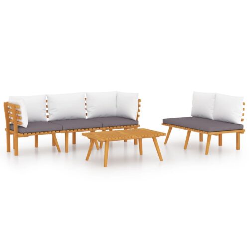 5-Piece Garden Lounge Set with Cushions Wood Timber Outdoor Patio Furniture Acacia