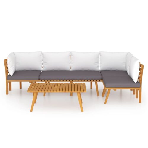 5-Piece Garden Lounge Set with Cushions Wood Timber Outdoor Patio Furniture Acacia - Image 3
