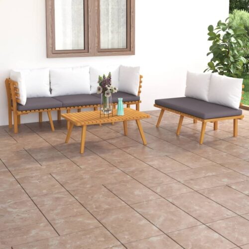 5-Piece Garden Lounge Set with Cushions Wood Timber Outdoor Patio Furniture Acacia - Image 12