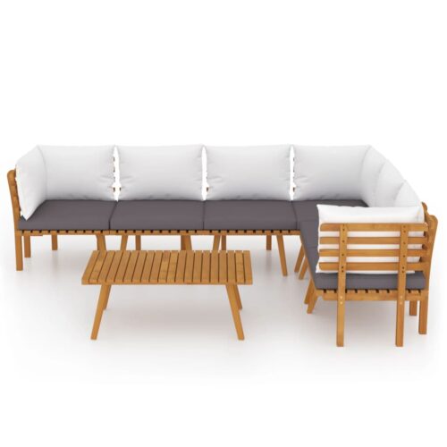 7-Piece Garden Lounge Set with Cushions Wood Timber Outdoor Patio Furniture Acacia - Image 3