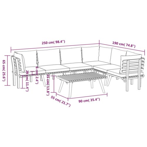 7-Piece Garden Lounge Set with Cushions Wood Timber Outdoor Patio Furniture Acacia - Image 10