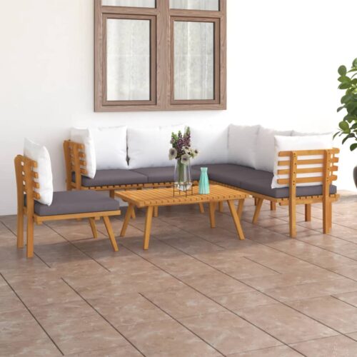 7-Piece Garden Lounge Set with Cushions Wood Timber Outdoor Patio Furniture Acacia - Image 11