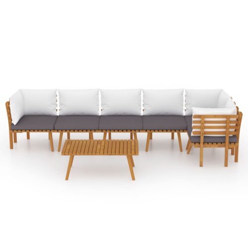 7-Piece Garden Lounge Set with Cushions Wood Timber Outdoor Patio Furniture Acacia - Image 3