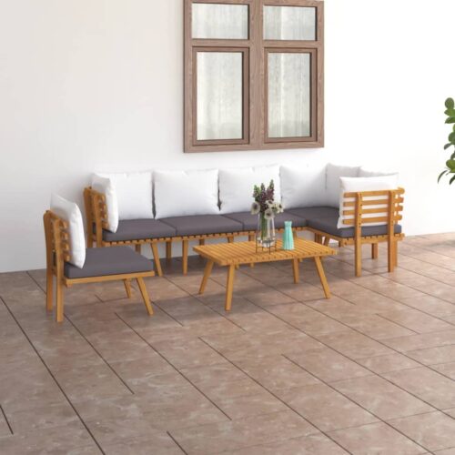 7-Piece Garden Lounge Set with Cushions Wood Timber Outdoor Patio Furniture Acacia - Image 11