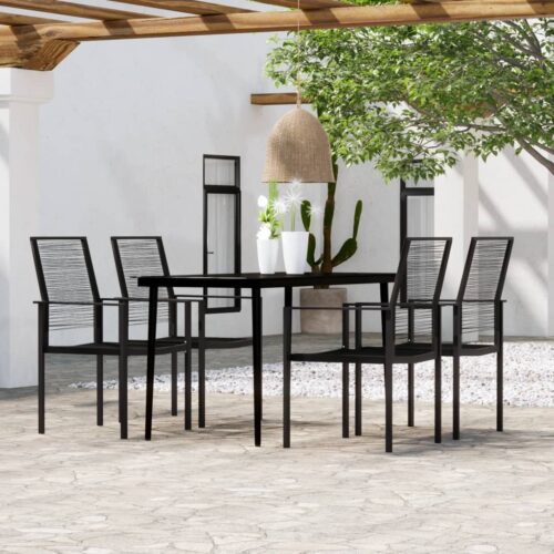 5-Piece Garden Dining Set Black - Image 9