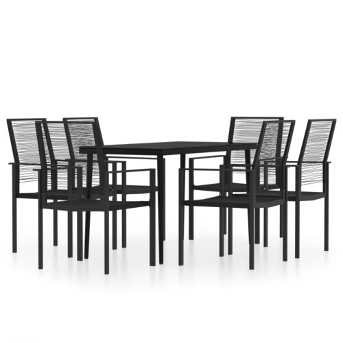 7-Piece Garden Dining Set Black Outdoor Patio Lounge Furniture