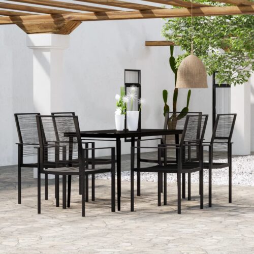 7-Piece Garden Dining Set Black Outdoor Patio Lounge Furniture - Image 9