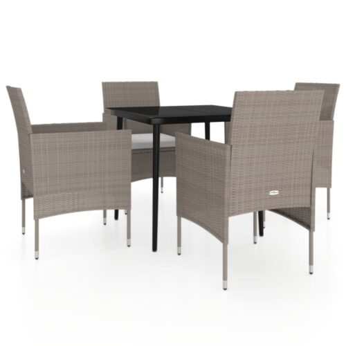 5-Piece Garden Dining Set with Cushions Beige Black