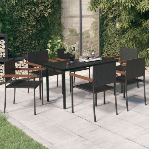 7-Piece Garden Dining Set Black Outdoor Patio Lounge Furniture - Image 10