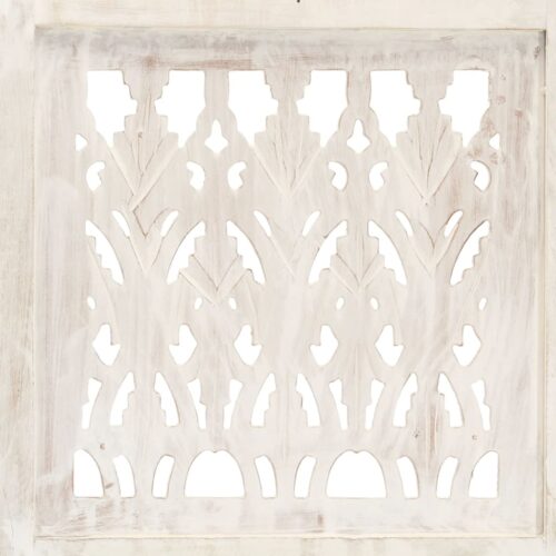 Hand Carved 3-Panel Room Divider White 120x165cm Solid Mango Wood - Image 3