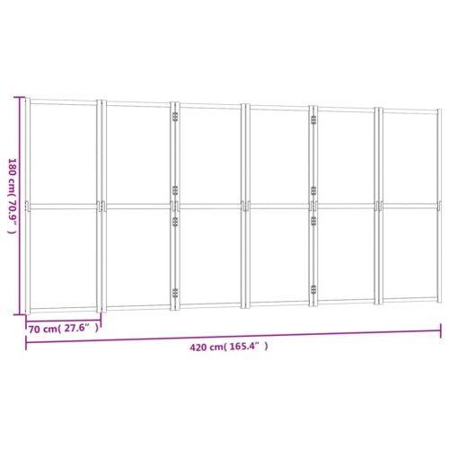 6-Panel Room Divider Cream White 420x180cm - Image 7