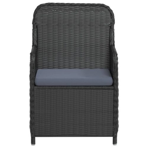 5-Piece Garden Dining Set with Cushions Black - Image 4