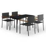 5-Piece Garden Dining Set Black