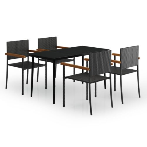 5-Piece Garden Dining Set Black