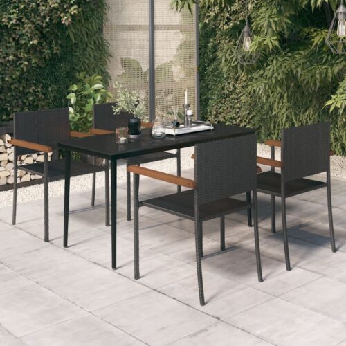 5-Piece Garden Dining Set Black - Image 10