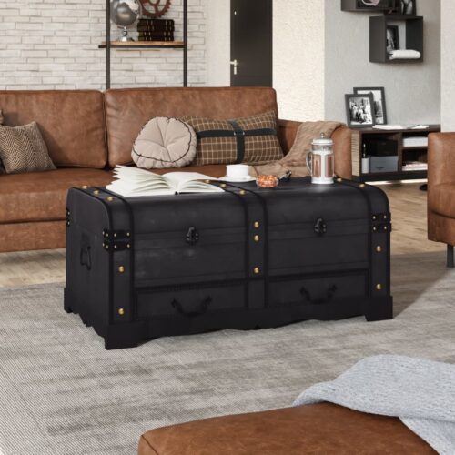 Wooden Treasure Chest Large Vintage Storage Box Display Ottoman Antique Table - Image 12