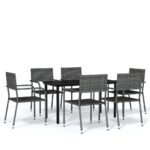 7-Piece Garden Dining Set Grey Outdoor Patio Lounge Furniture