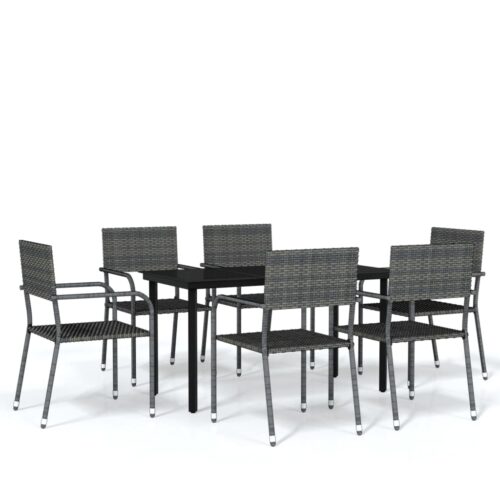 7-Piece Garden Dining Set Grey Outdoor Patio Lounge Furniture