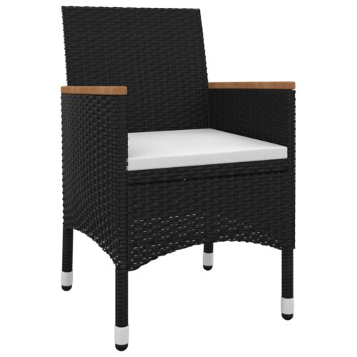 5-Piece Garden Dining Set with Cushions Poly Rattan Wicker Outdoor Patio Furniture Glass - Image 3