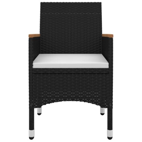5-Piece Garden Dining Set with Cushions Poly Rattan Wicker Outdoor Patio Furniture Glass - Image 4