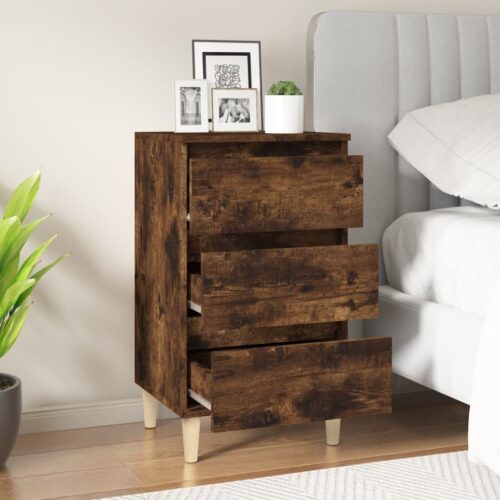 Bedside Cabinet Smoked Oak 40x35x70cm Engineered Wood - Image 3