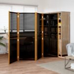 4-Panel Room Divider Black 280x180cm