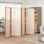 4-Panel Room Divider Cream White 280x180cm