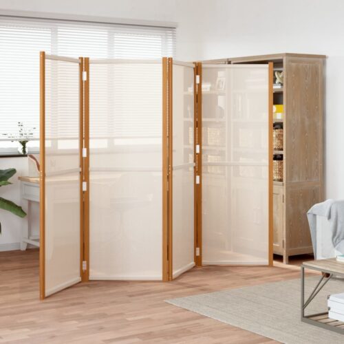 4-Panel Room Divider Cream White 280x180cm