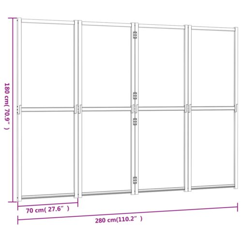 4-Panel Room Divider Cream White 280x180cm - Image 7
