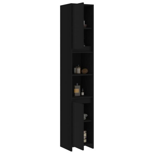 Bathroom Cabinet Black 30x30x183.5cm Engineered Wood - Image 4