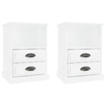 Bedside Cabinets 2pcs High Gloss White 43x36x60cm