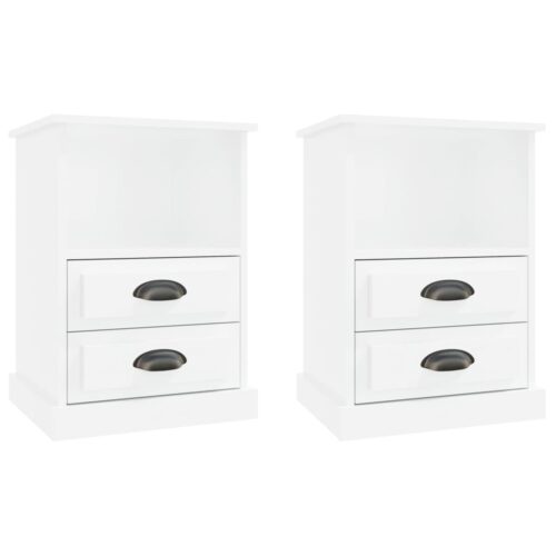 Bedside Cabinets 2pcs High Gloss White 43x36x60cm
