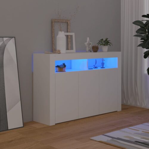 Sideboard with LED Lights White 115.5x30x75cm