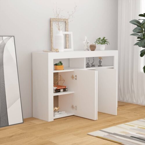 Sideboard with LED Lights White 115.5x30x75cm - Image 3