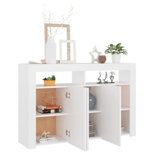 Sideboard with LED Lights White 115.5x30x75cm - Image 4