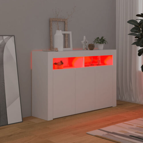 Sideboard with LED Lights White 115.5x30x75cm - Image 5