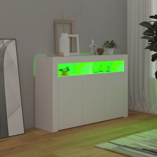 Sideboard with LED Lights White 115.5x30x75cm - Image 6