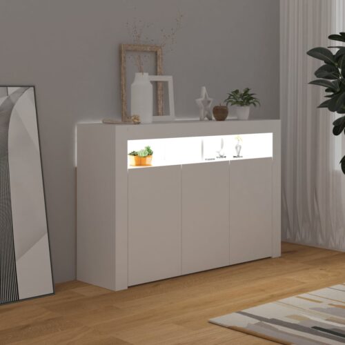 Sideboard with LED Lights White 115.5x30x75cm - Image 7