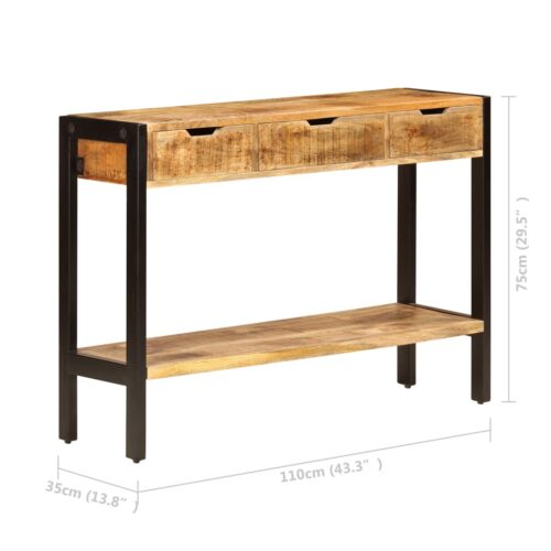 Sideboard with 3 Drawers 110x35x75cm Solid Mango Wood - Image 8