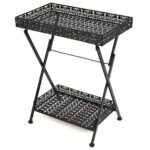 Folding Metal Tea Table 58x35x72cm Vintage Black